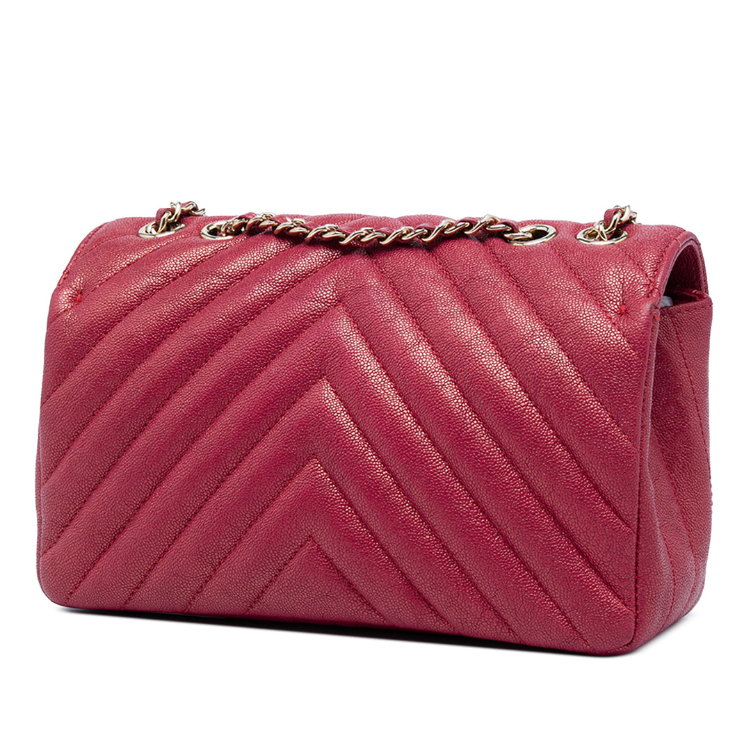 Chanel Small Chevron Iridescent Caviar Statement à rabat