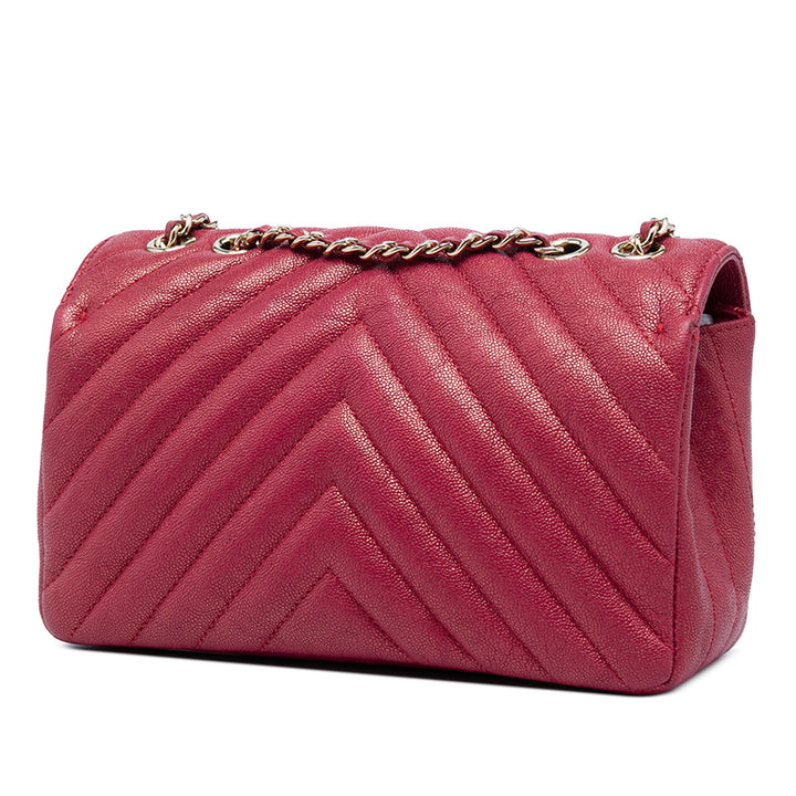Chanel Small Chevron Iridescent Caviar Statement à rabat