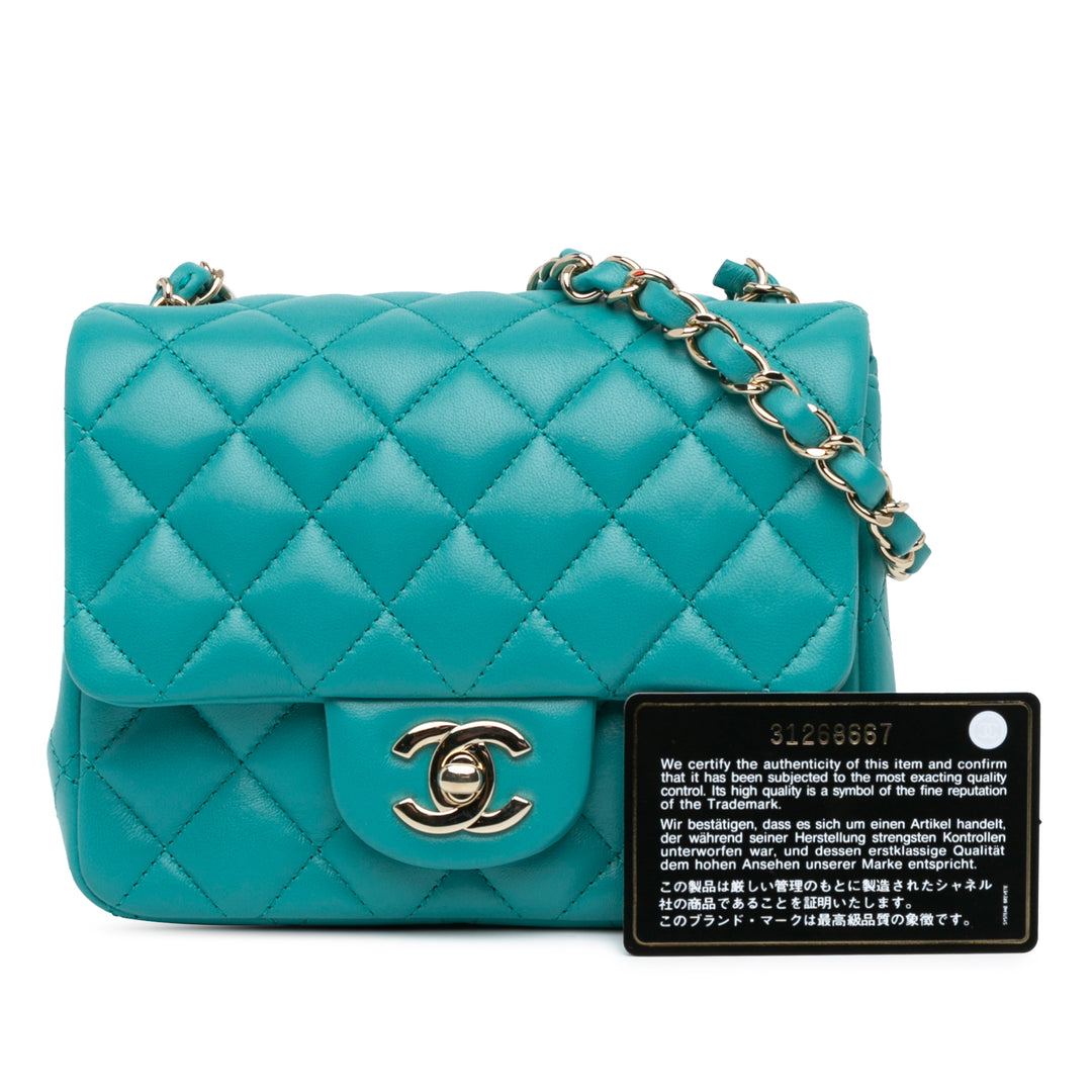 Chanel Mini Square Classic Cuir d’agneau Simple rabat