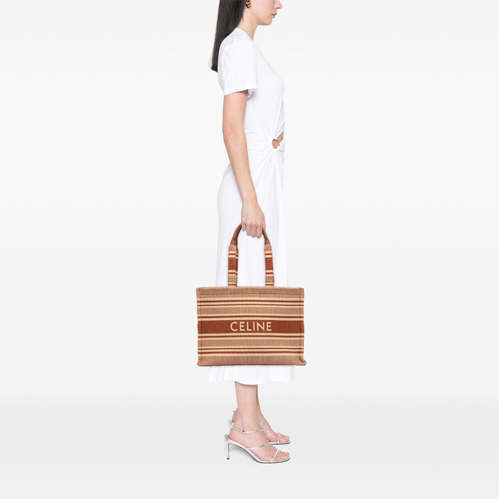 Celine Large Striped Toile Cabas Thais Cabas