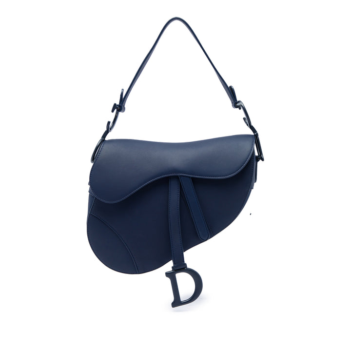 Dior Ultra Matte Saddle Sac Cuir de veau Bleu – vue principale – GABY PARIS