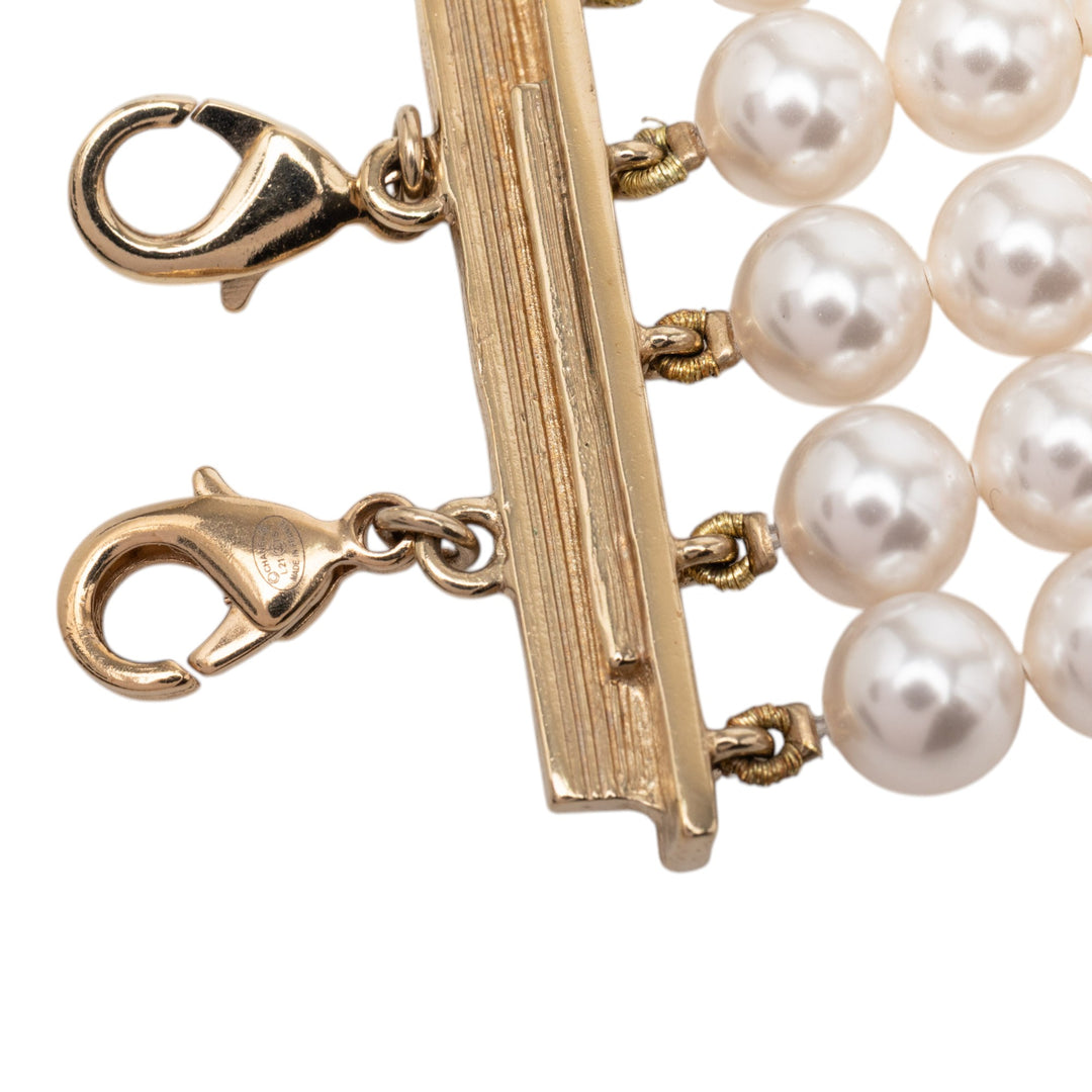 Chanel CC plaqué Rhinestone Resin Perles fantaisie Multi Strand Bracelet