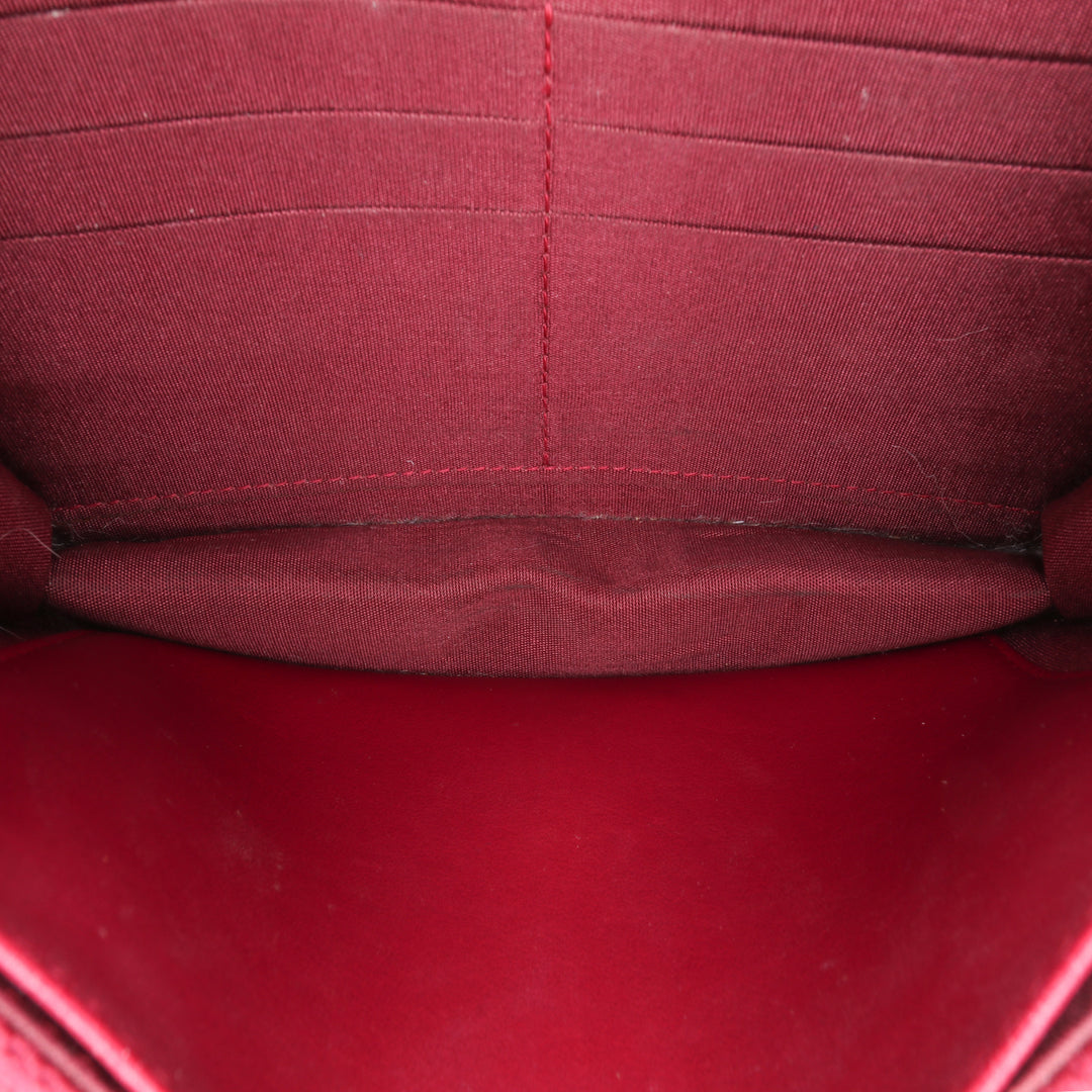 Stitched Goatskin Golden CC Wallet On Chain Red - Gaby Paris