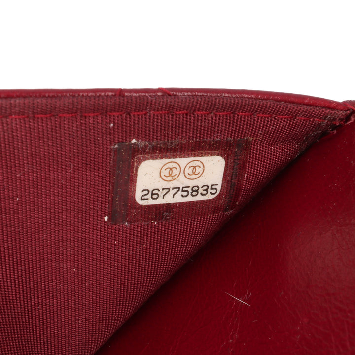 Stitched Goatskin Golden CC Wallet On Chain Red - Gaby Paris