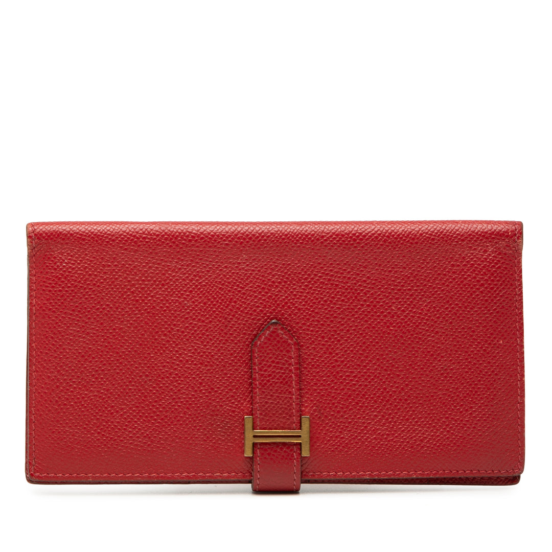 Hermès Portefeuille Bearn Epsom Rouge – vue principale – GABY PARIS