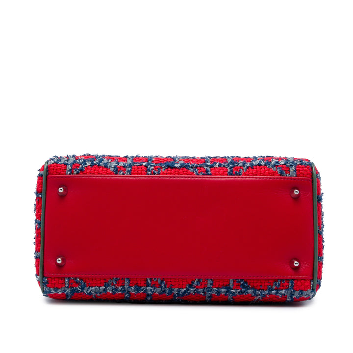 Lady Dior Cannage Fringe Moyen Tweed Rouge