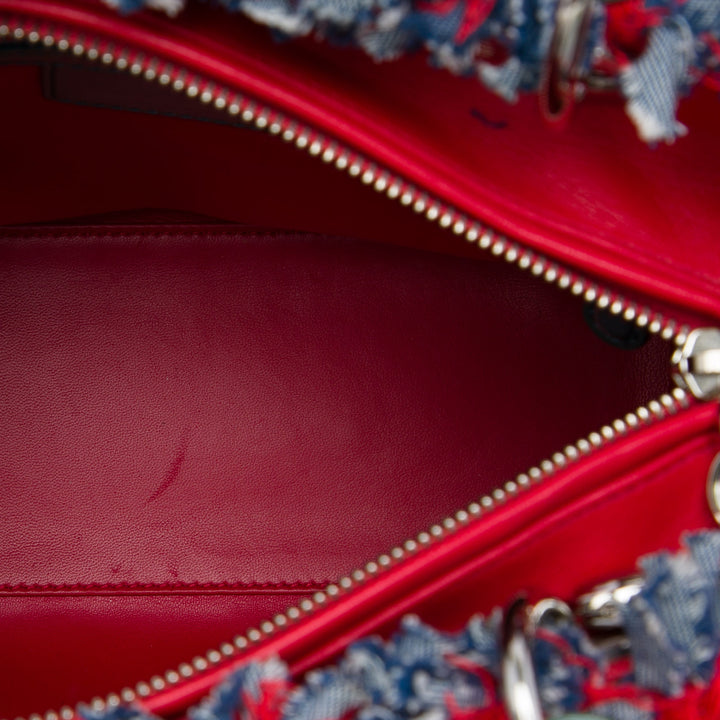 Lady Dior Cannage Fringe Moyen Tweed Rouge