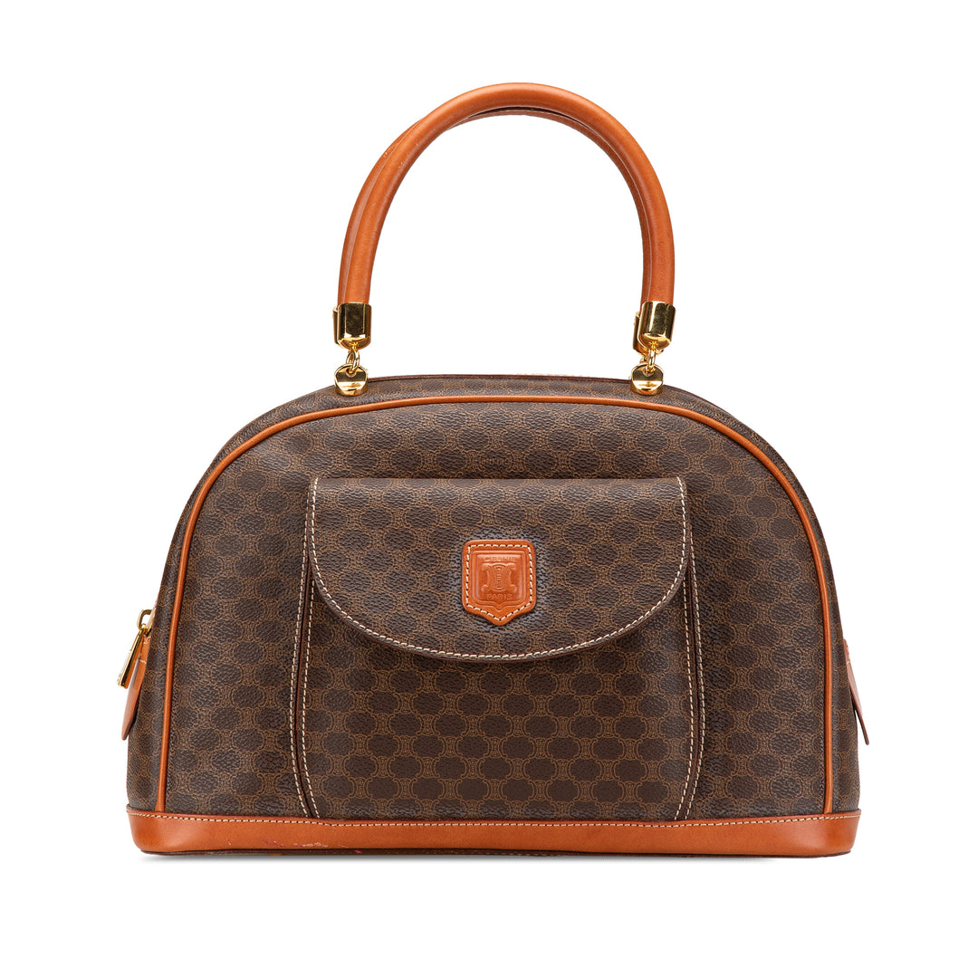 Macadam Coated Canvas Dome Top Handle Bag Brown - Gaby Paris