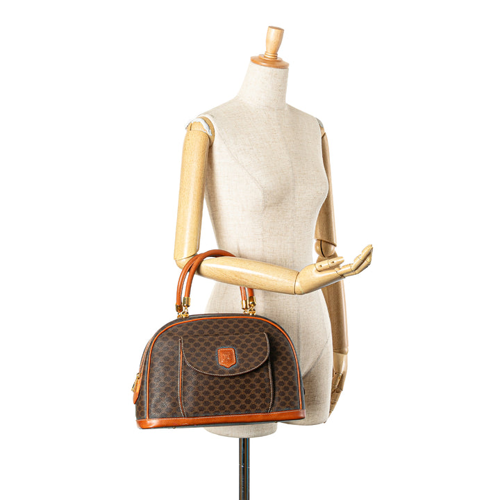Macadam Coated Canvas Dome Top Handle Bag Brown - Gaby Paris