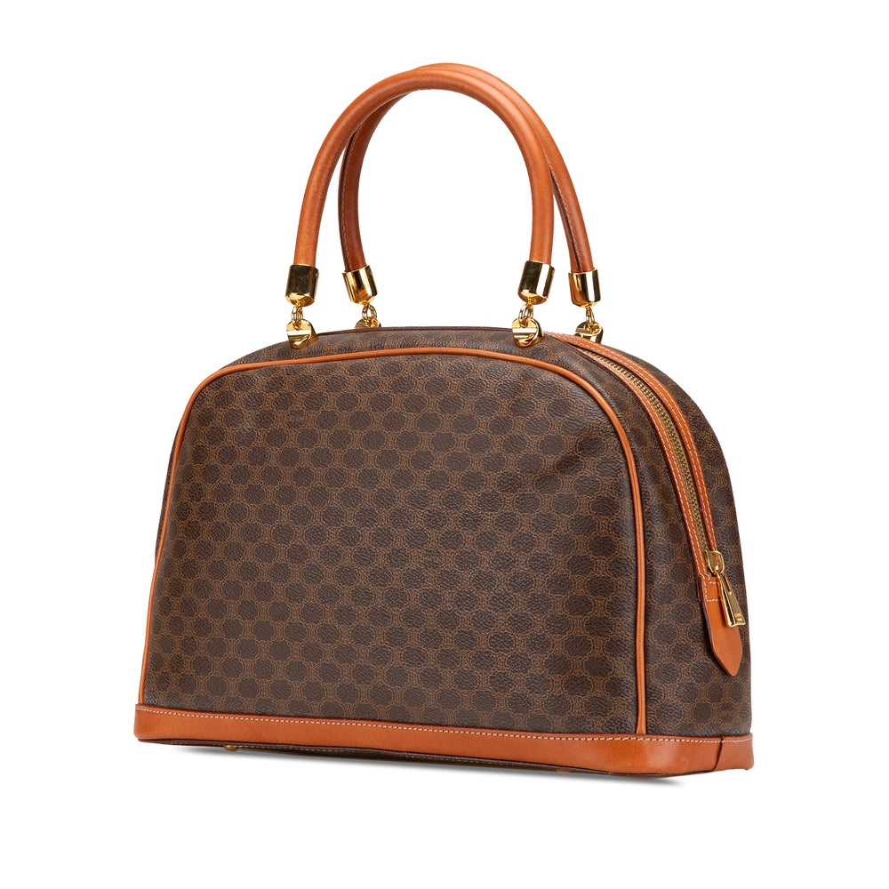 Macadam Coated Canvas Dome Top Handle Bag Brown - Gaby Paris