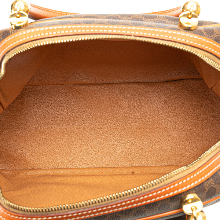 Macadam Coated Canvas Dome Top Handle Bag Brown - Gaby Paris