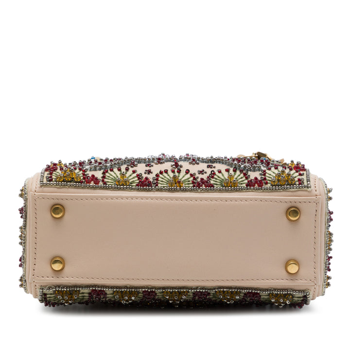 Dior Sac à main Beaded et brodé Lady Dior Mini Cuir de veau Marron – vue 3 – GABY PARIS