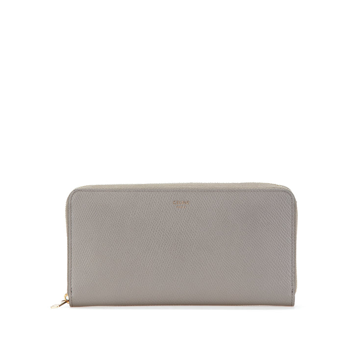 Leather Zip Around Wallet Gray - Gaby Paris