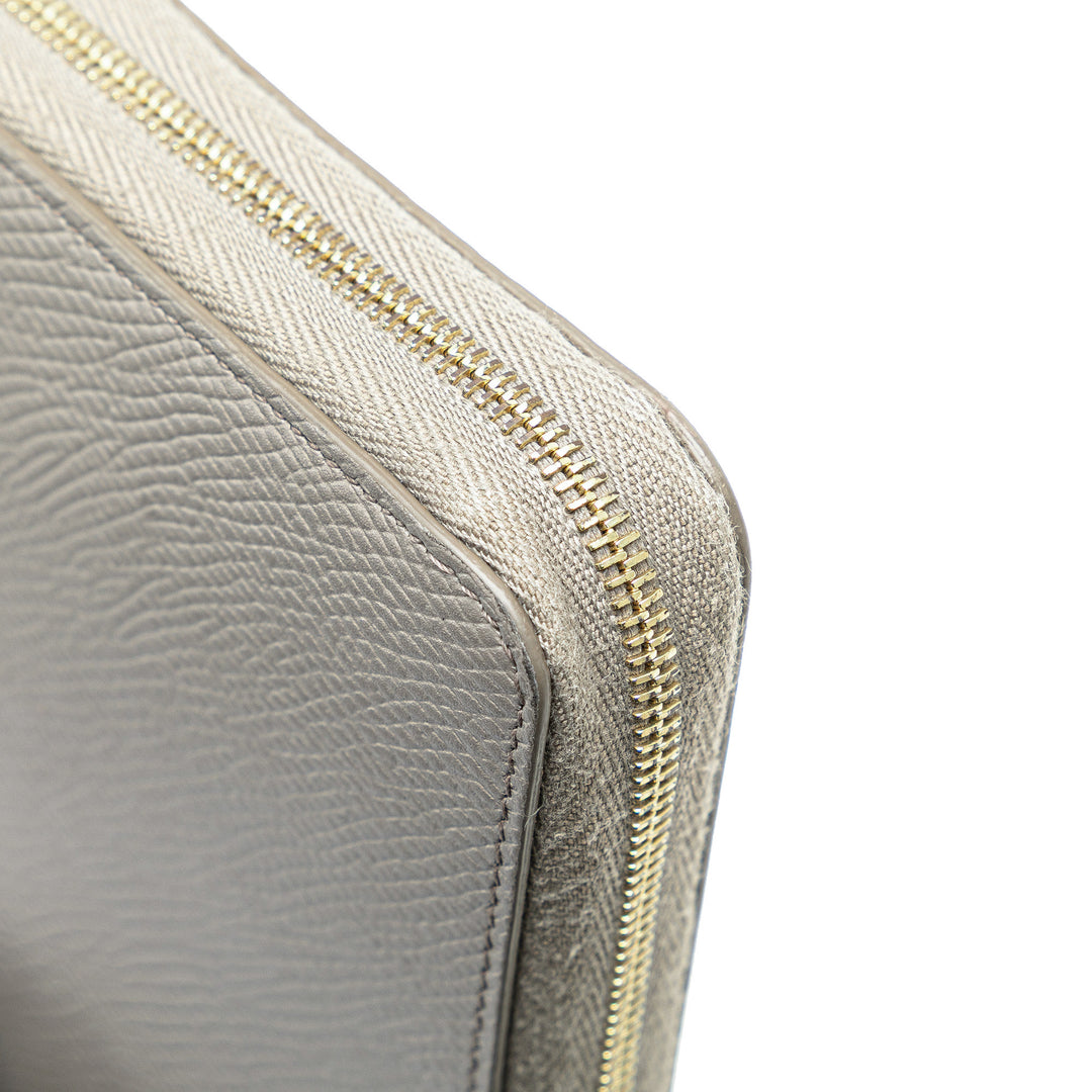 Leather Zip Around Wallet Gray - Gaby Paris