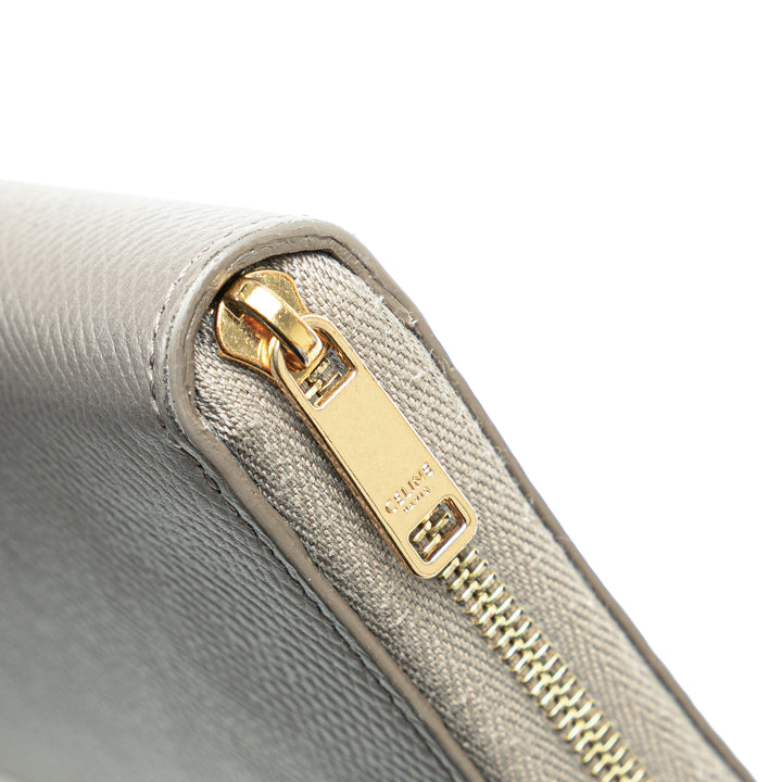 Leather Zip Around Wallet Gray - Gaby Paris