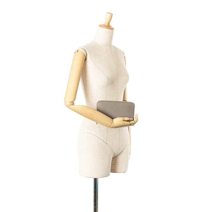 Leather Zip Around Wallet Gray - Gaby Paris