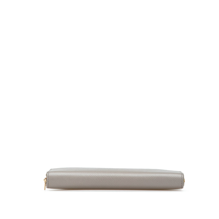 Leather Zip Around Wallet Gray - Gaby Paris