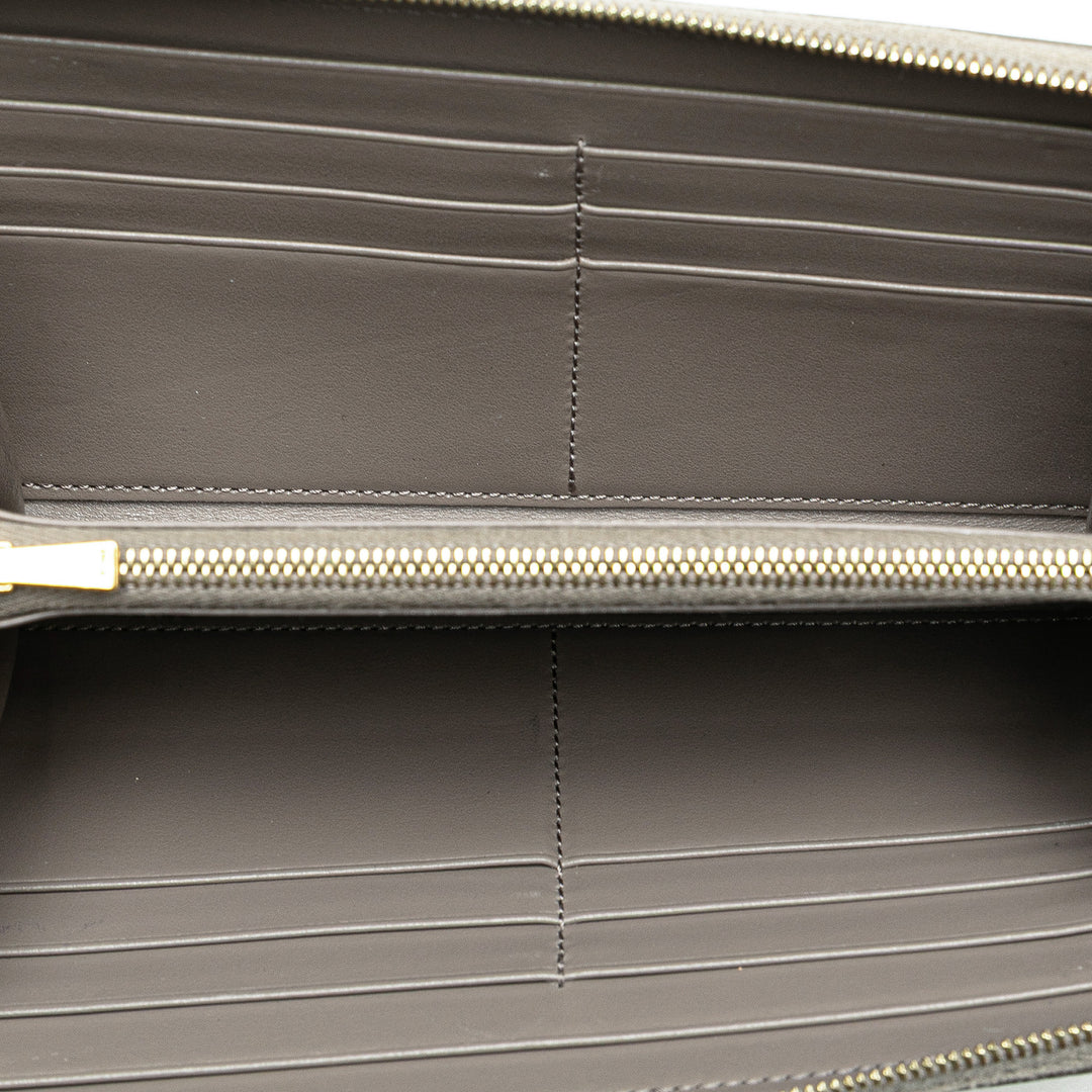 Leather Zip Around Wallet Gray - Gaby Paris