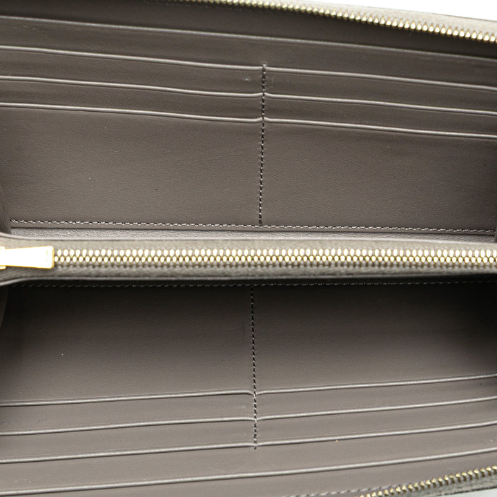 Leather Zip Around Wallet Gray - Gaby Paris