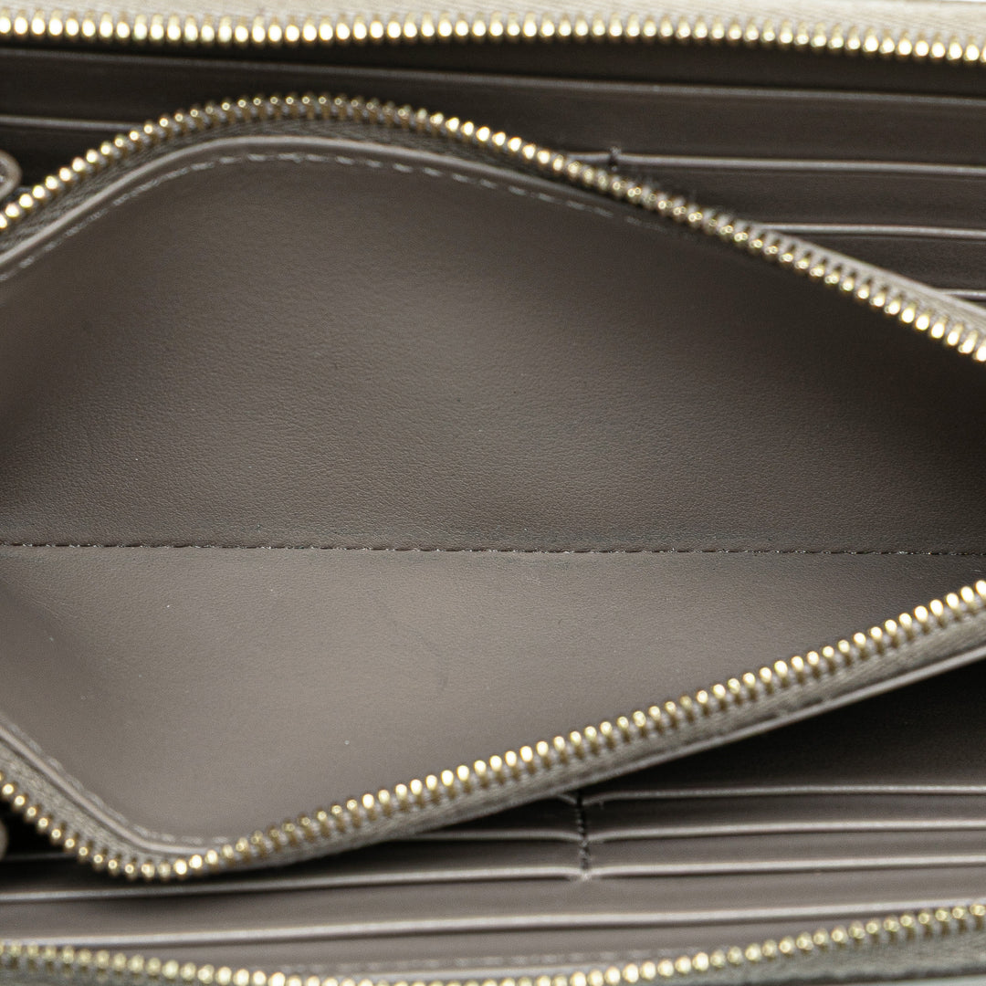 Leather Zip Around Wallet Gray - Gaby Paris