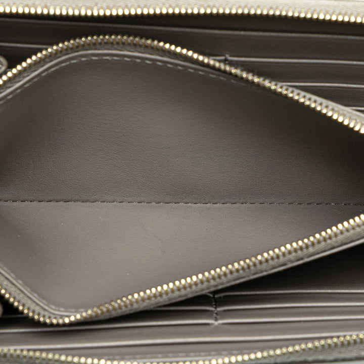 Leather Zip Around Wallet Gray - Gaby Paris