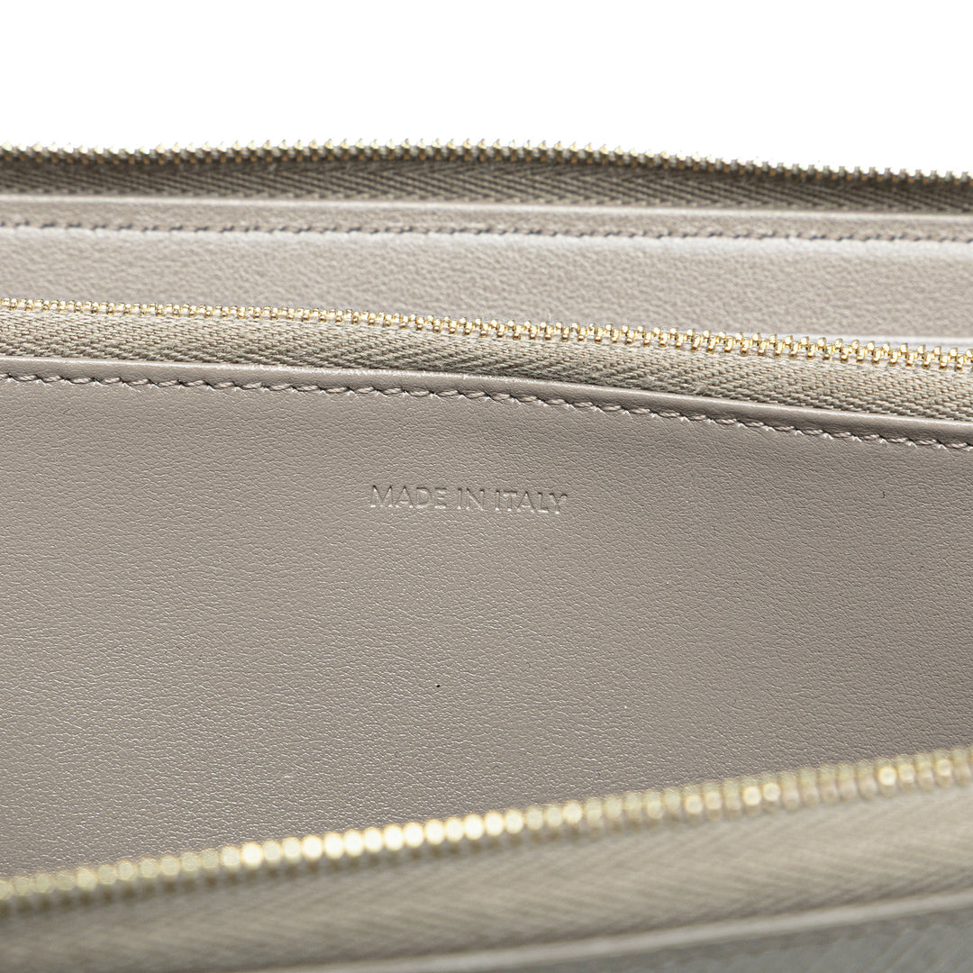 Leather Zip Around Wallet Gray - Gaby Paris