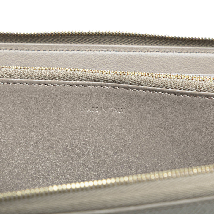 Leather Zip Around Wallet Gray - Gaby Paris