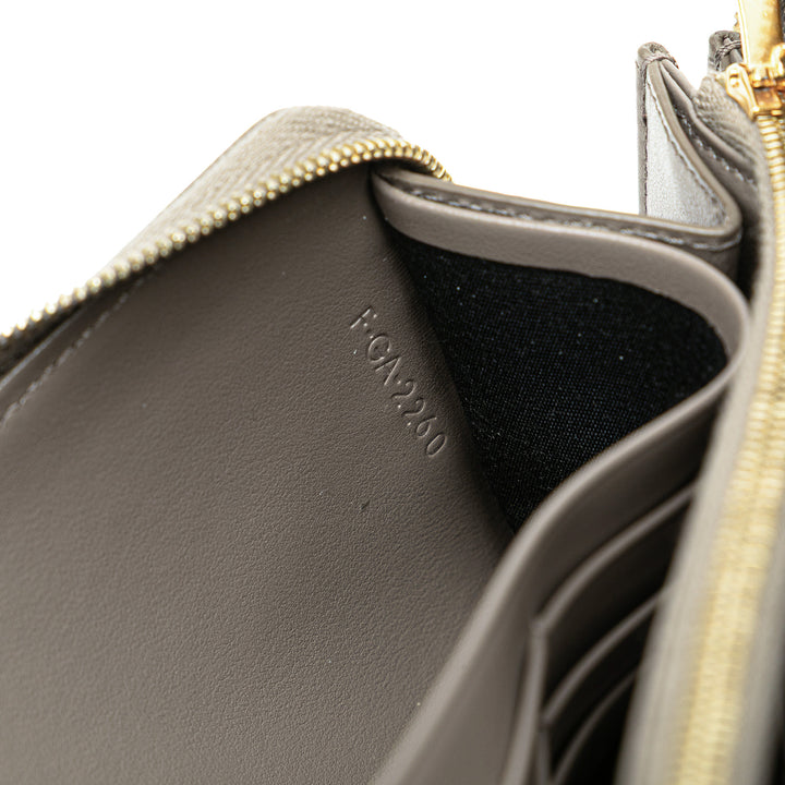 Leather Zip Around Wallet Gray - Gaby Paris