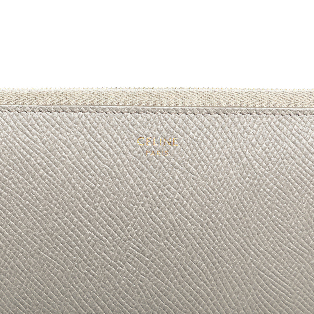 Leather Zip Around Wallet Gray - Gaby Paris