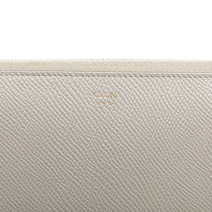 Leather Zip Around Wallet Gray - Gaby Paris