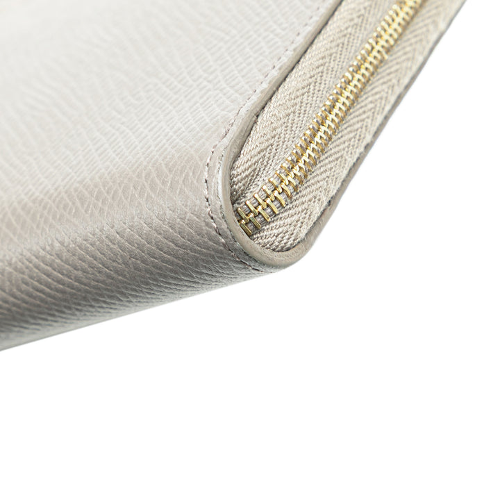 Leather Zip Around Wallet Gray - Gaby Paris