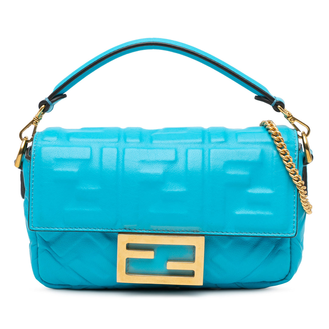 Mini Embossed Zucca Baguette Satchel Blue - Gaby Paris