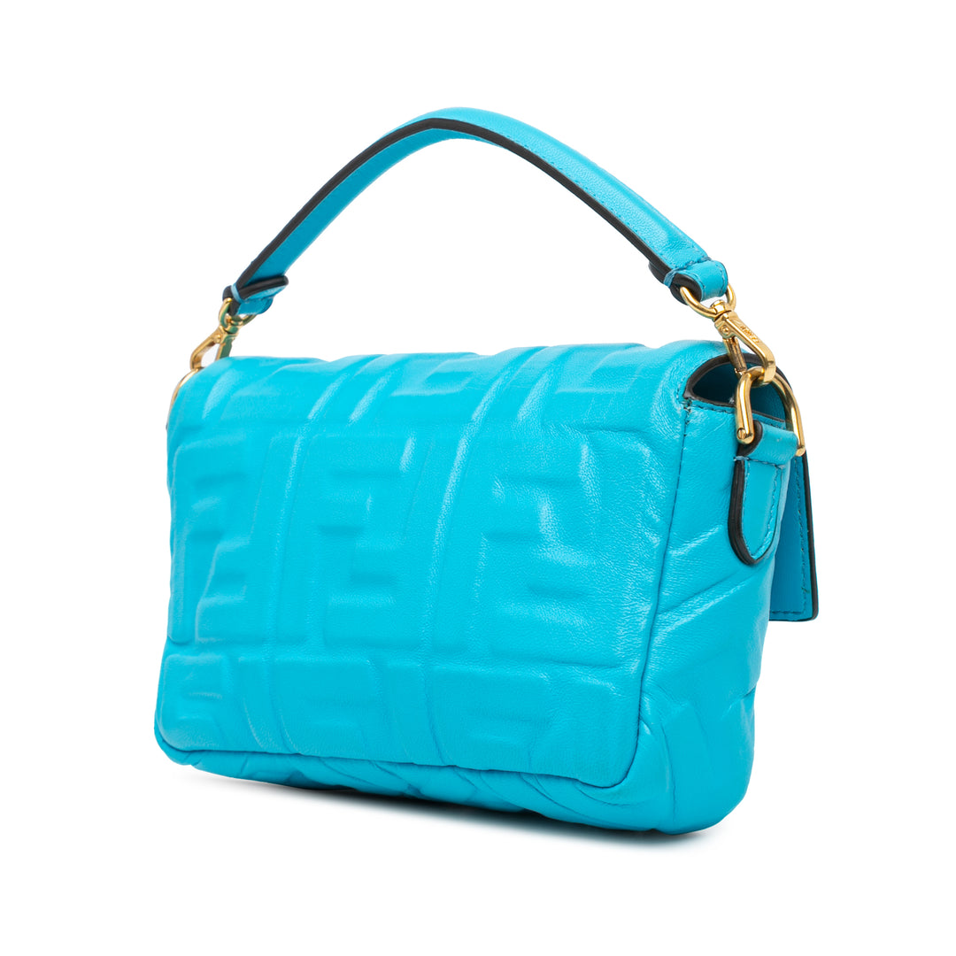 Mini Embossed Zucca Baguette Satchel Blue - Gaby Paris