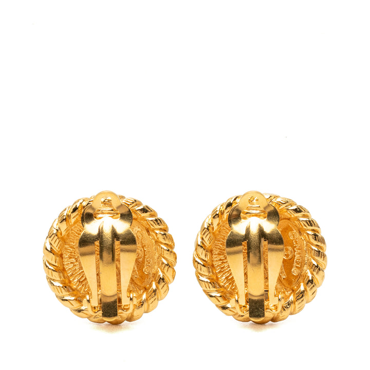 Chanel CC plaqué Rond À clip Boucles d'oreilles Doré – vue 2 – GABY PARIS