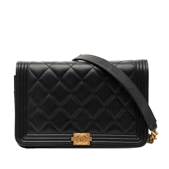 Chanel Matelassé Caviar Boy Wallet on Chain