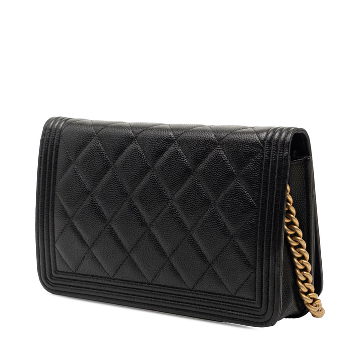 Chanel Matelassé Caviar Boy Wallet on Chain