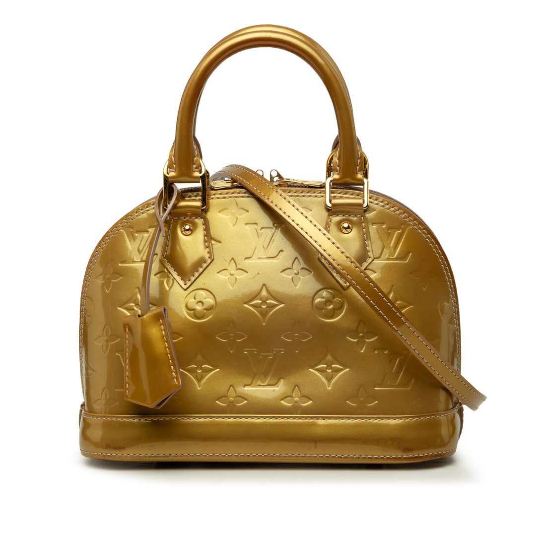 Louis Vuitton Alma BB Cuir verni Monogram Doré – vue principale – GABY PARIS