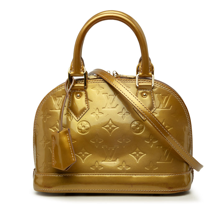 Louis Vuitton Alma BB Cuir verni Monogram Doré – vue principale – GABY PARIS