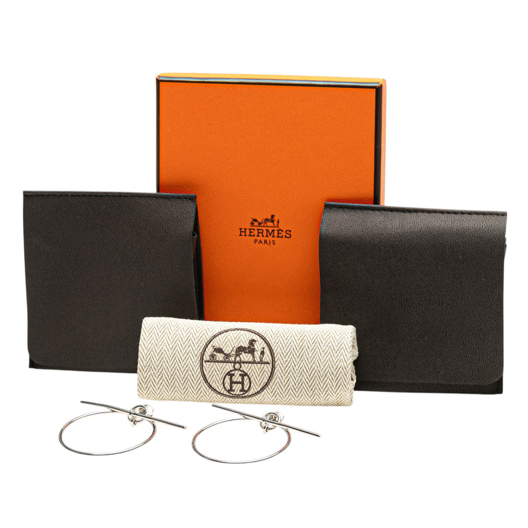 Hermès Medium Sterling Argenté Loop Boucles d’oreilless Argenté – GABY PARIS Authentique