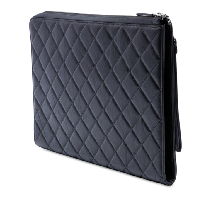vieilli Reissue 2.55 Pochette with Poignée Grand Cuir de veau Noir