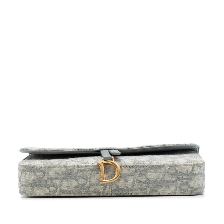 Dior Sac bandoulière Saddle Wallet on Chain Oblique Gris – vue 3 – GABY PARIS