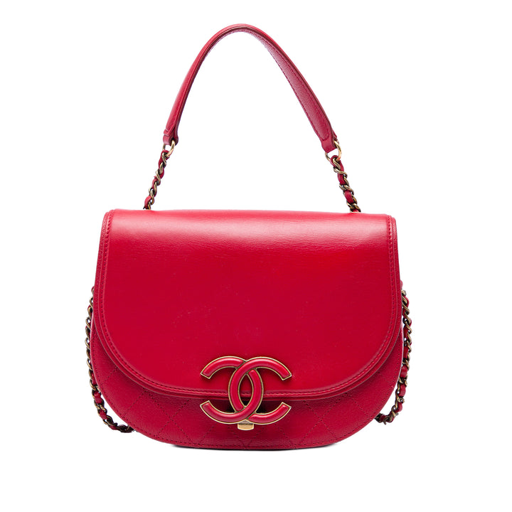 Chanel brillant et Matelassé Coco Curve à rabat Petit Cuir de veau Rouge – vue principale – GABY PARIS