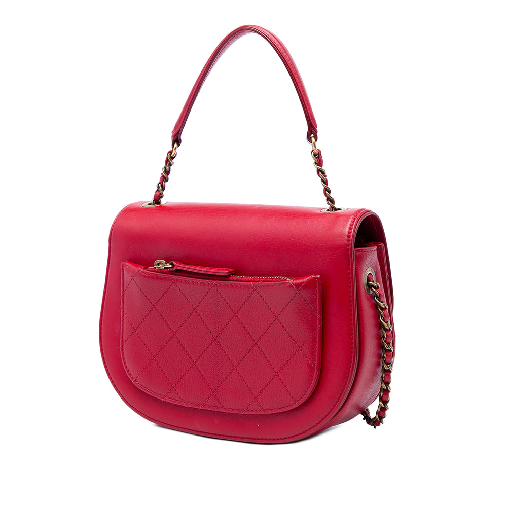 Chanel brillant et Matelassé Coco Curve à rabat Petit Cuir de veau Rouge – vue 2 – GABY PARIS