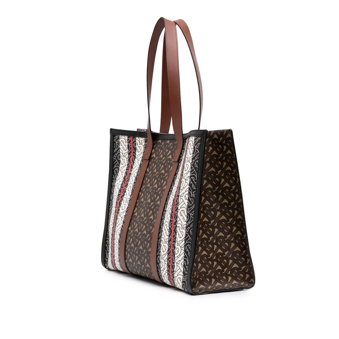 Burberry Cabas Book Tote TB E Stripe Monogram Marron – vue 2 – GABY PARIS