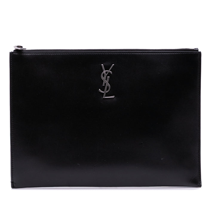 Leather Monogram Ipad Case Black - Gaby Paris