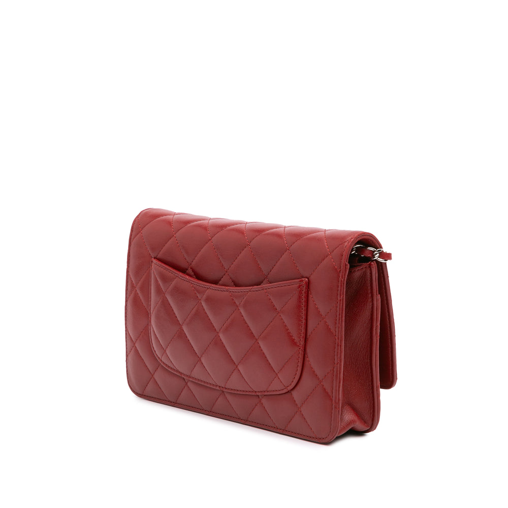 CC Quilted Lambskin Wallet on Chain Red - Gaby Paris