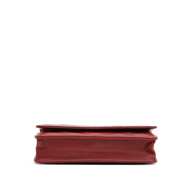 CC Quilted Lambskin Wallet on Chain Red - Gaby Paris