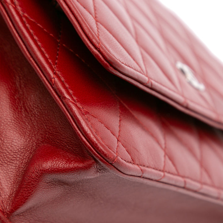 CC Quilted Lambskin Wallet on Chain Red - Gaby Paris