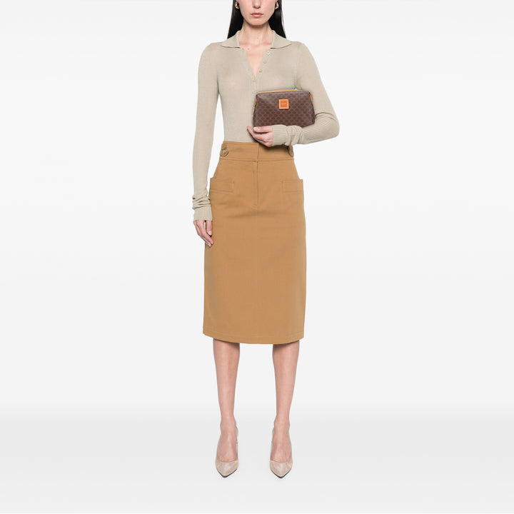 Macadam Coated Canvas Clutch Brown - Gaby Paris