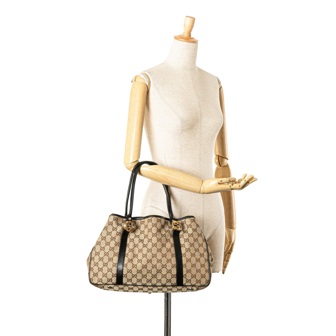 GG Canvas Twins Tote Brown - Gaby Paris
